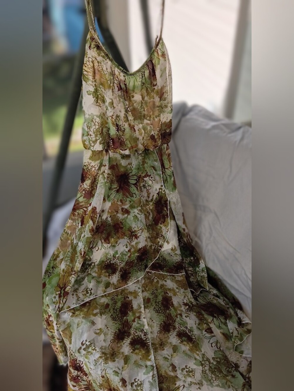 Floral Green and Brown High-low Dress - Women